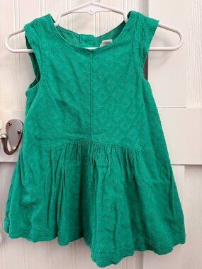 Cat & Jack emerald green textured rayon dress, sleeveless, size 12 months
